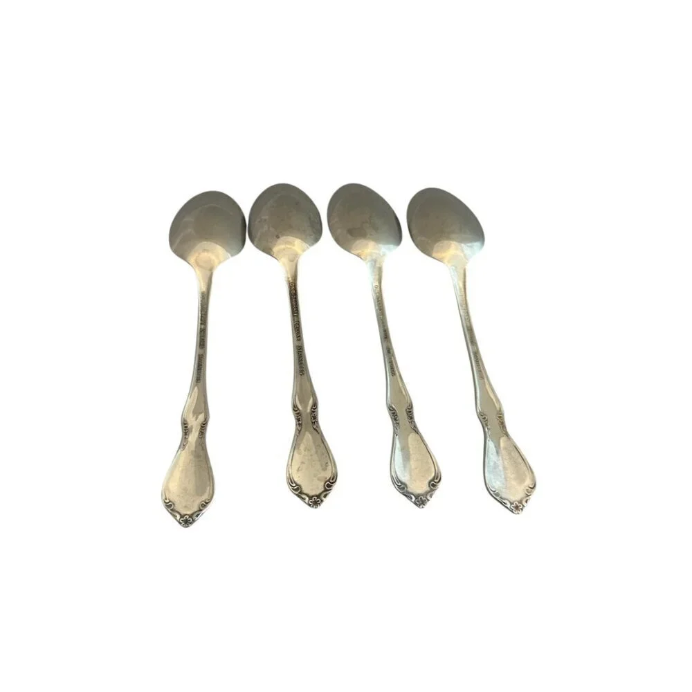 Oneidacraft Deluxe Stainless Flatware Set Chateau Floral 4 Tea Spoons Small Size